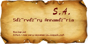Sárváry Annamária névjegykártya